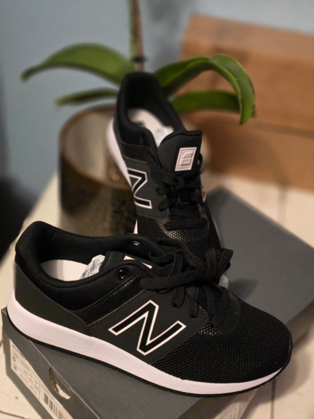 New Balance Black and White Athletic Sneakers